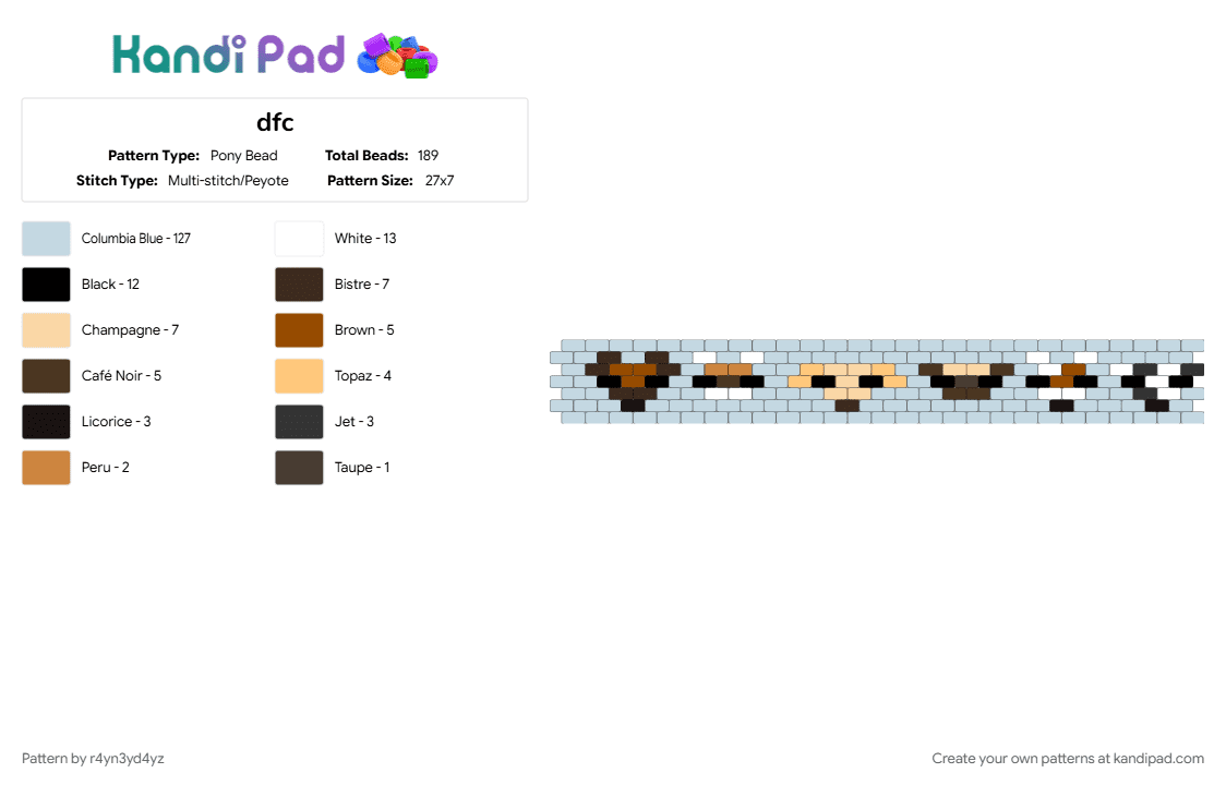 dog face cuff - Pony Bead Pattern by r4yn3yd4yz on Kandi Pad - animal, brown, cute, puppy, white
