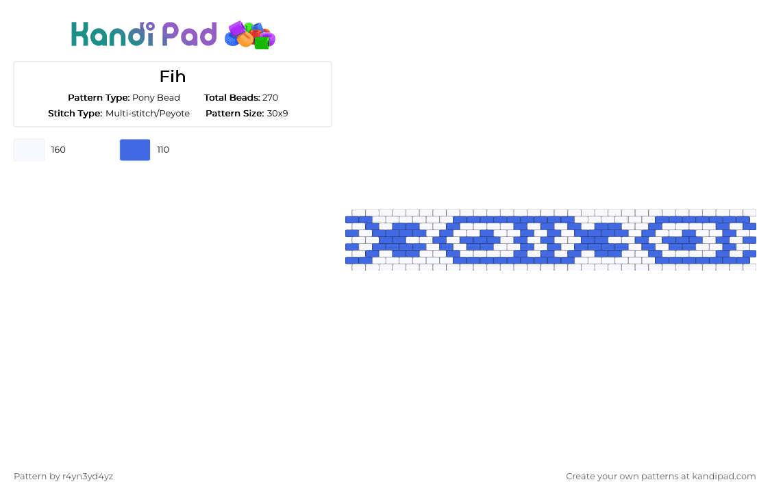 Fih peytote - Pony Bead Pattern by r4yn3yd4yz on Kandi Pad - blue,white,fish,sea,creature,peytote,belt,animal