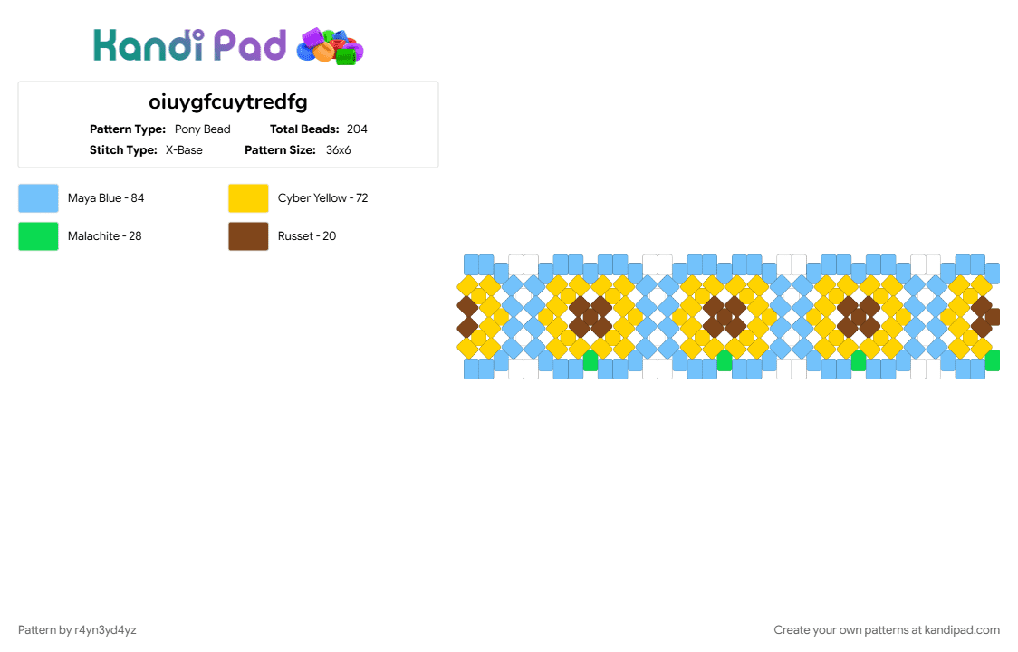 sunflower cuff - Pony Bead Pattern by r4yn3yd4yz on Kandi Pad - garden, light blue, nature, pastel, plant, yellow