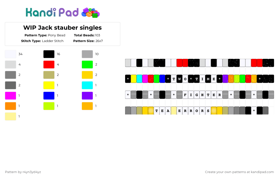 Jack stauber singles part 1 - Pony Bead Pattern by r4yn3yd4yz on Kandi Pad - white,yellow,beige,gray,colorful,jack stauber,single,weirdcore,music,singer,song,spooky
