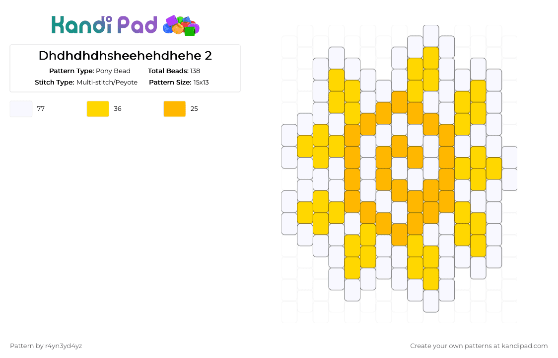 Orange and yellow outlined Sun charm 2 - Pony Bead Pattern by r4yn3yd4yz on Kandi Pad - orange,yellow,nature,whimsical,twee