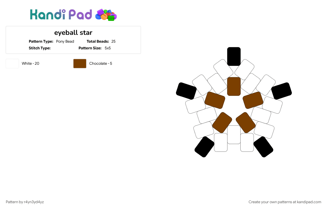 eyeball star - Pony Bead Pattern by r4yn3yd4yz on Kandi Pad - creepy, dreamcore, eyeball, weirdcore, white