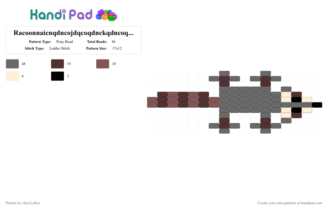 Racoonnaicnqdncojdqcoqdnckqdncoqdcgwo ladder charm - Pony Bead Pattern by r4yn3yd4yz on Kandi Pad - brown, gray