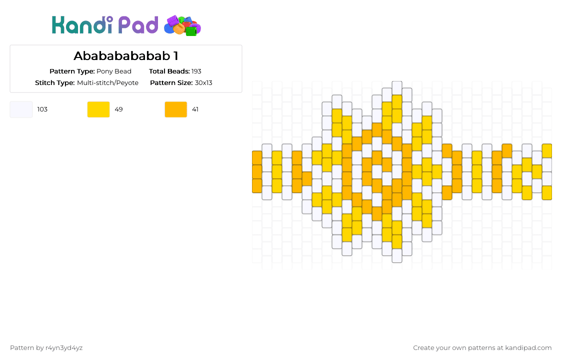 Orange and yellow Sun peytote cuff 1 - Pony Bead Pattern by r4yn3yd4yz on Kandi Pad - orange,yellow,whimsical,nature,twee