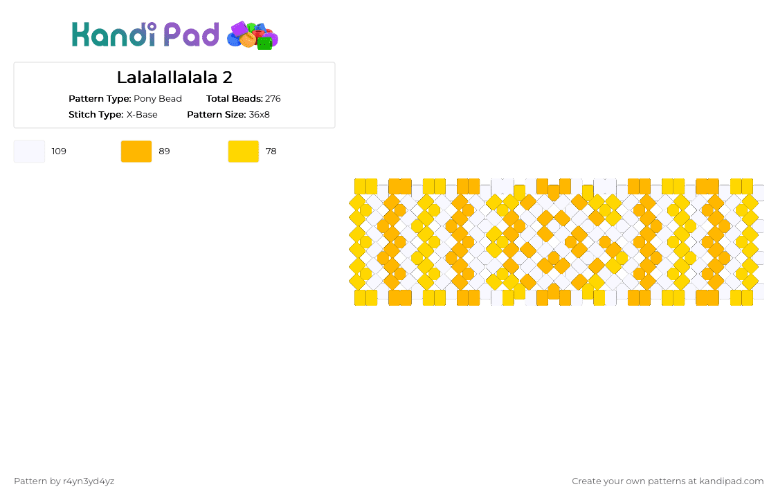 Orange and yellow Sun xbase cuff 2 - Pony Bead Pattern by r4yn3yd4yz on Kandi Pad - orange,yellow,nature,whimsical,twee