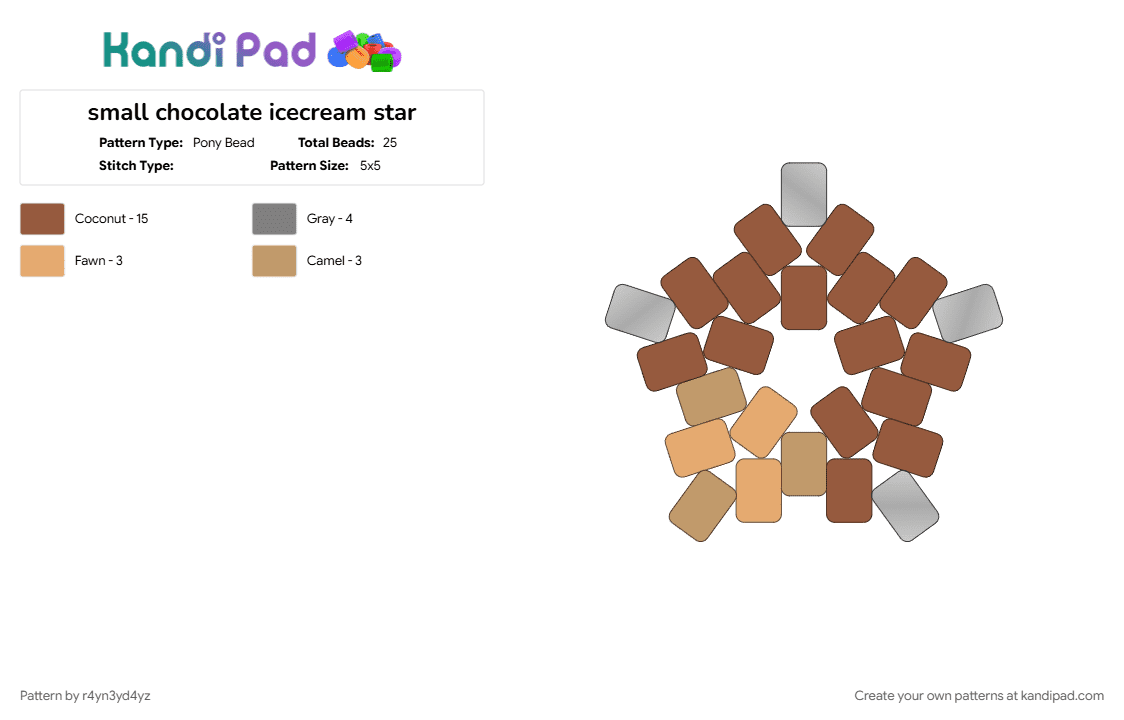 small chocolate icecream star - Pony Bead Pattern by r4yn3yd4yz on Kandi Pad - tan