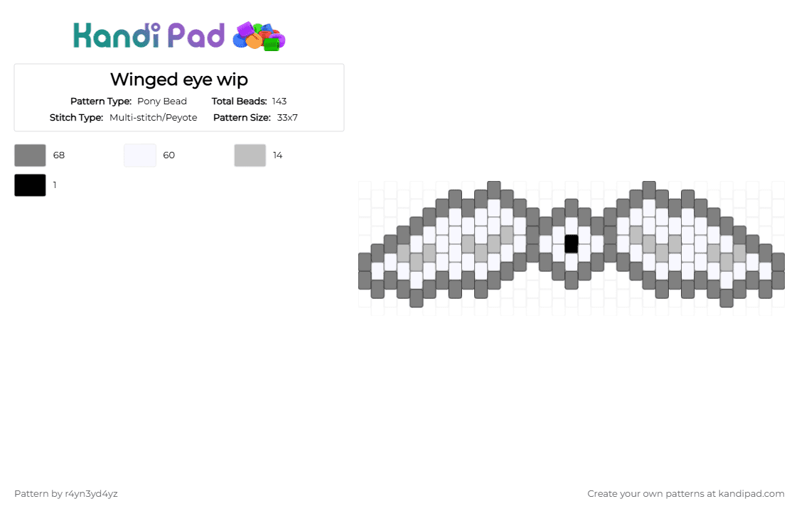 Winged eye charm - Pony Bead Pattern by r4yn3yd4yz on Kandi Pad - gray