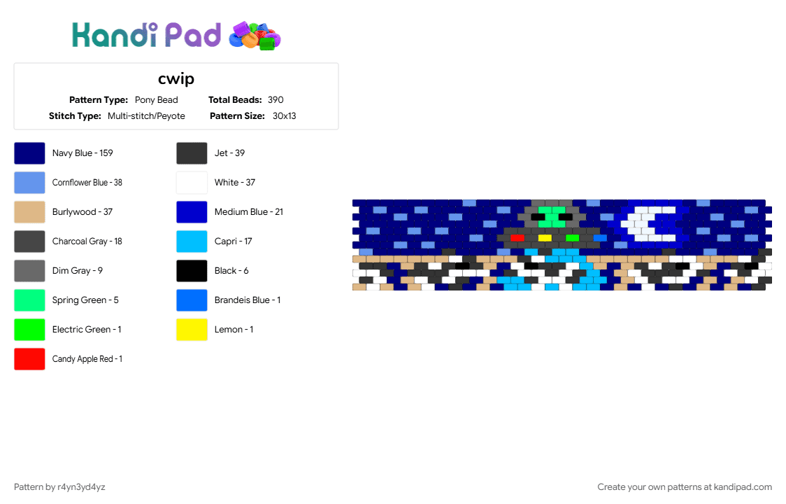 UFO picking up cow cuff - Pony Bead Pattern by r4yn3yd4yz on Kandi Pad - alien, animal, beige, cute, light blue, night, purple, space