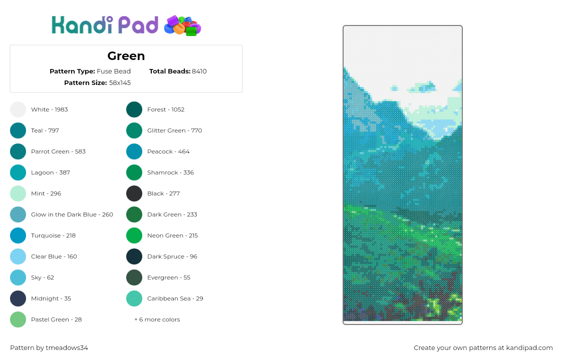 Green - Fuse Bead Pattern by tmeadows34 on Kandi Pad - landscape,forest,mountains,panel,green