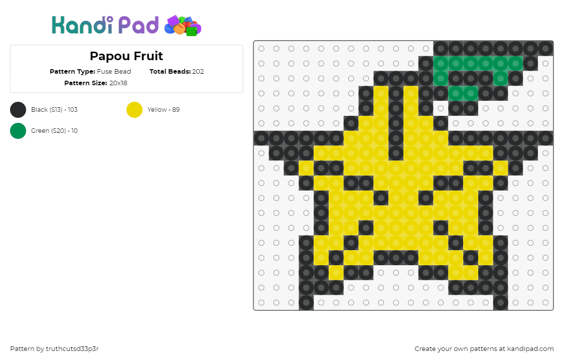 Papou Fruit - Fuse Bead Pattern by truthcutsd33p3r on Kandi Pad - papou fruit,kingdom hearts,star,video game,yellow,green