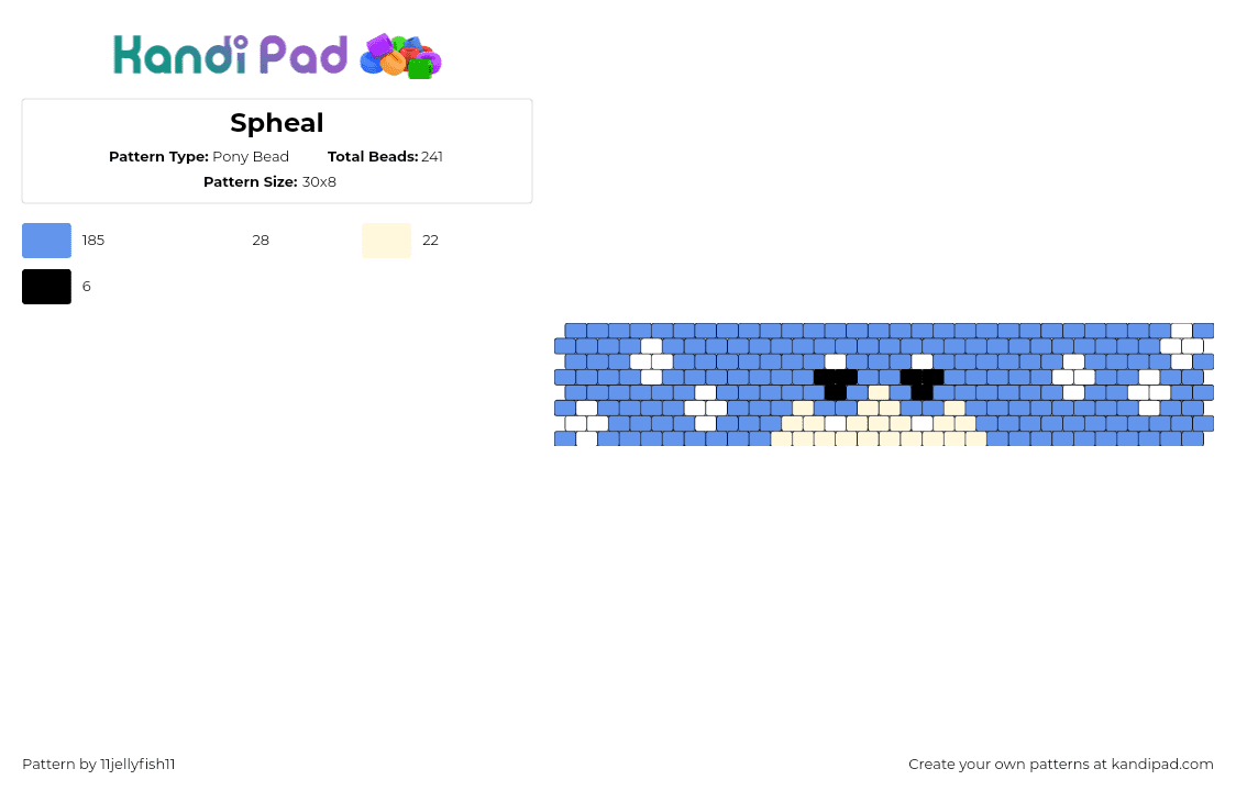 Spheal - Pony Bead Pattern by 11jellyfish11 on Kandi Pad - spheal,pokemon,gaming,seal,cuff,blue,white