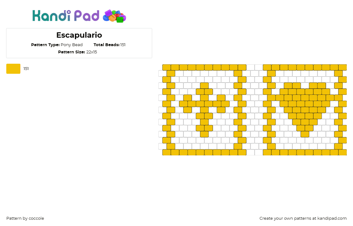 Escapulario - Pony Bead Pattern by coccole on Kandi Pad - escapulario,religion,faith,spirituality,symbolic,yellow,gold