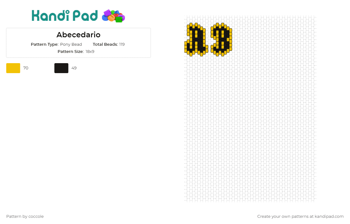 Abecedario - Pony Bead Pattern by coccole on Kandi Pad - letters,alphabet
