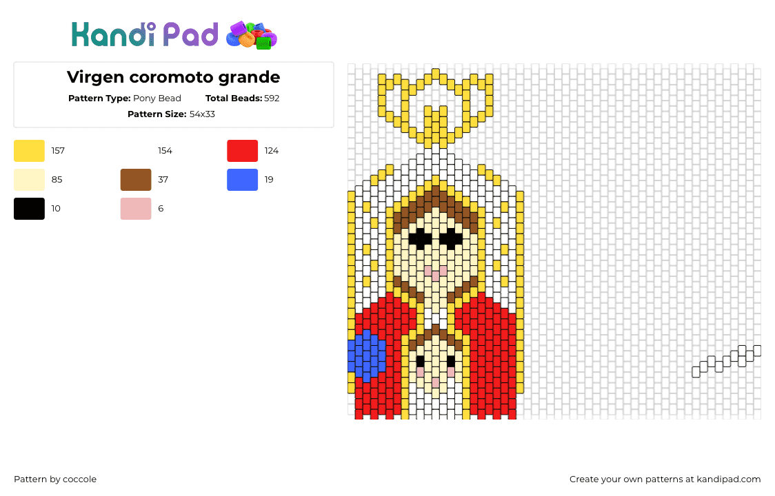 Virgen coromoto grande - Pony Bead Pattern by coccole on Kandi Pad - virgin of coromoto,religion,red,yellow