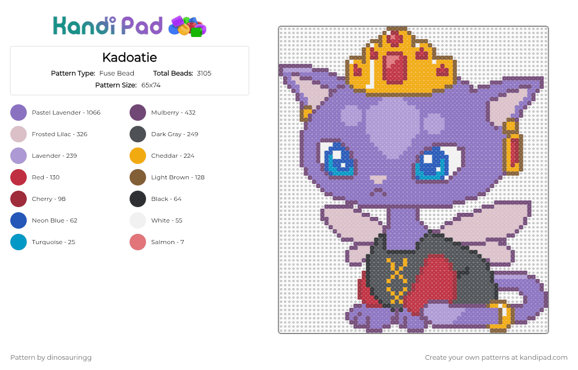 Kadoatie - Fuse Bead Pattern by dinosauringg on Kandi Pad - pink,blue