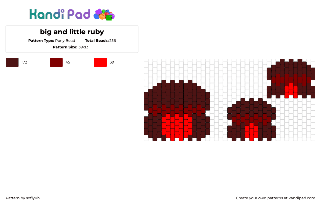 big and little ruby - Pony Bead Pattern by sofiyuh on Kandi Pad - ruby,steven universe,head,character,cartoon,tv show,red