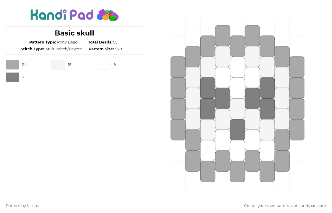 Basic skull - Pony Bead Pattern by 1ce_tea on Kandi Pad - beige