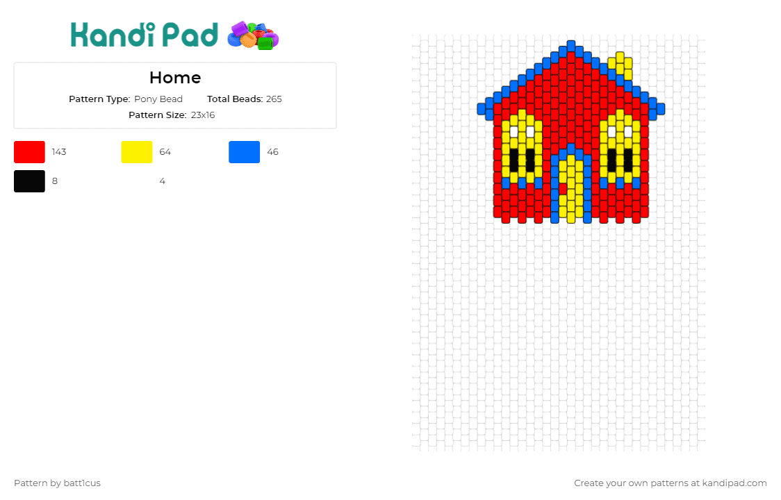 Home - Pony Bead Pattern by batt1cus on Kandi Pad - house,welcome home,cartoon,tv show,red,yellow
