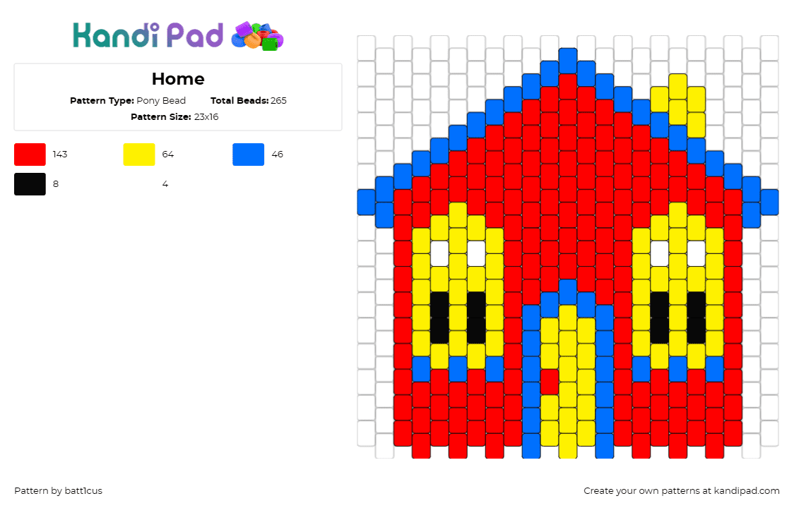 Home - Pony Bead Pattern by batt1cus on Kandi Pad - house,welcome home,cartoon,tv show,red,yellow