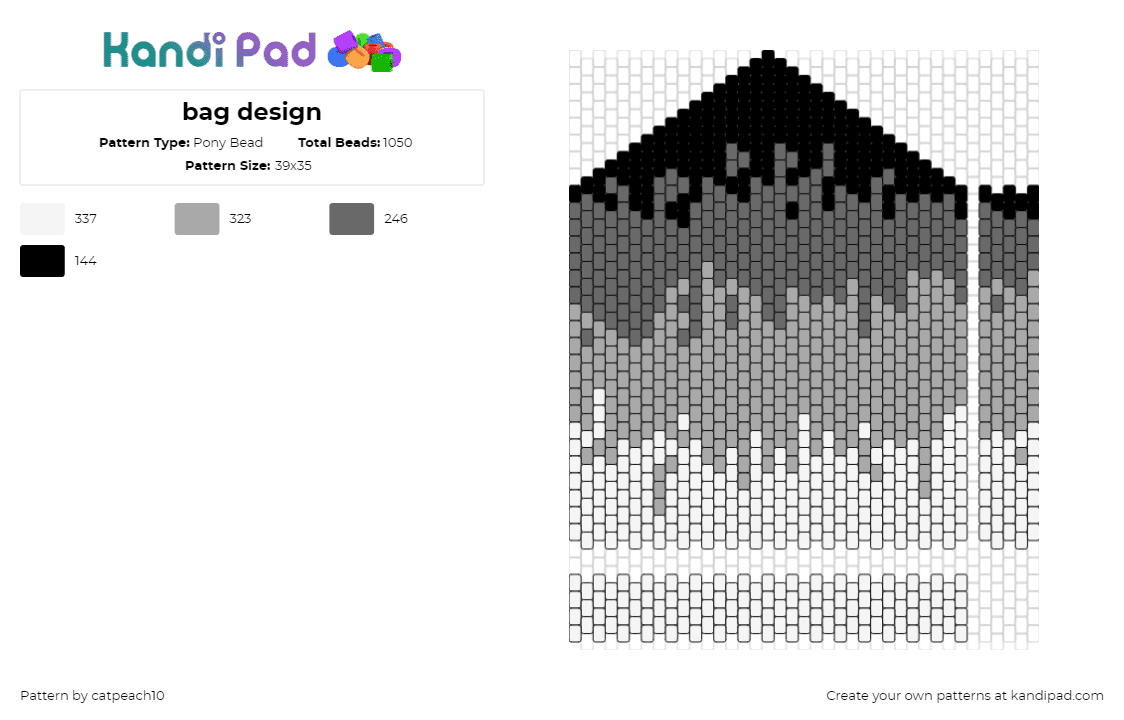 bag design - Pony Bead Pattern by catpeach10 on Kandi Pad - gradient,bag,grayscale