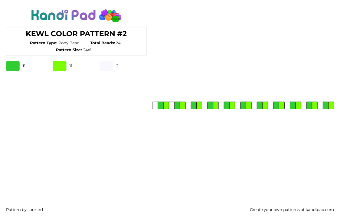 KEWL COLOR PATTERN #2 - Pony Bead Pattern by sour_xd on Kandi Pad - single,bracelet,geen