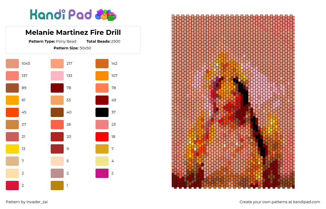 Melanie Martinez Fire Drill - Pony Bead Pattern by invader_zai on Kandi Pad - fire drill,melanie martinez,album,orange