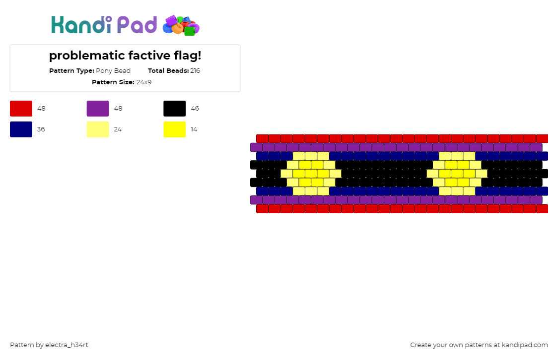 problematic factive flag! - Pony Bead Pattern by electra_h34rt on Kandi Pad - problematic factive,cuff,yellow,black