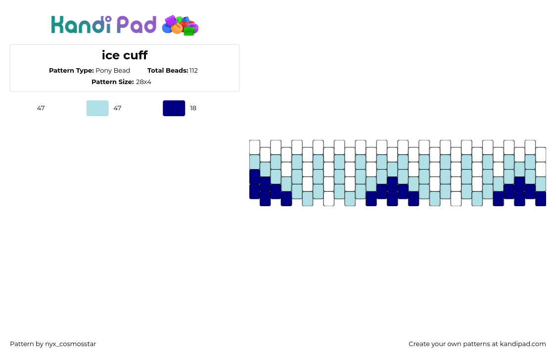 ice cuff - Pony Bead Pattern by nyx_cosmosstar on Kandi Pad - 