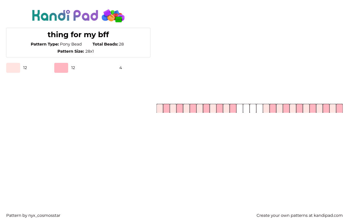 thing for my bff - Pony Bead Pattern by nyx_cosmosstar on Kandi Pad - single,bracelet,simple,pink