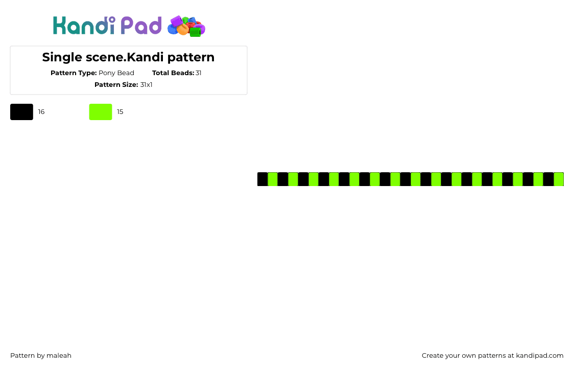 Single scene.Kandi pattern - Pony Bead Pattern by maleah on Kandi Pad - scene,emo,single,bracelet,neon,green,black