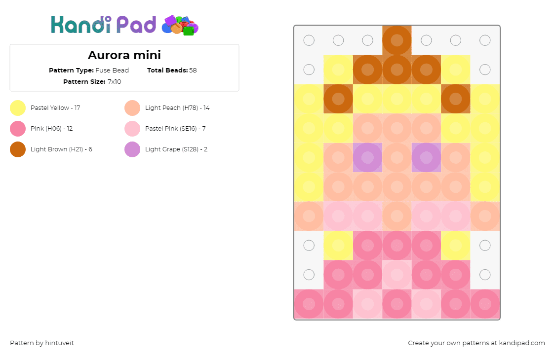 Aurora mini - Fuse Bead Pattern by hintuveit on Kandi Pad - 