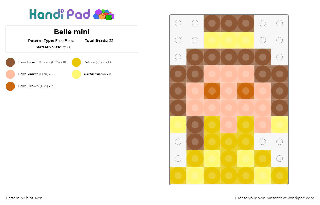 Belle mini - Fuse Bead Pattern by hintuveit on Kandi Pad - 