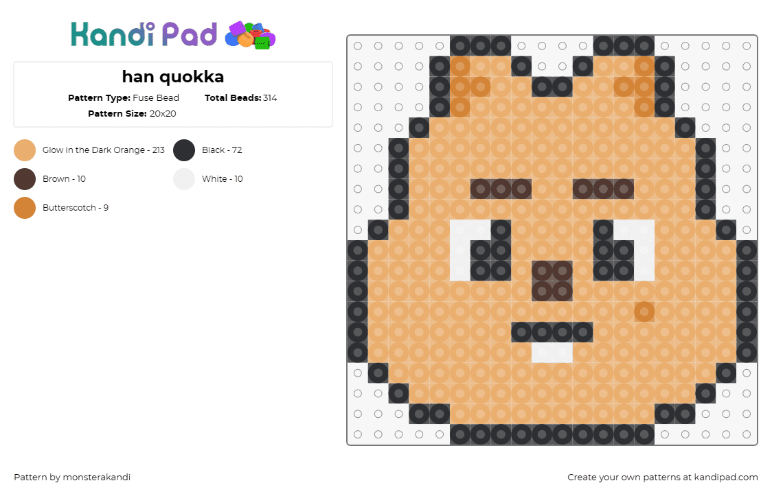 han quokka - Fuse Bead Pattern by monsterakandi on Kandi Pad - han quokka,skzoo,stray kids,band,music,cheerful,upbeat,warm,beige