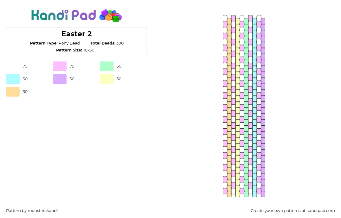 Easter 2 - Pony Bead Pattern by monsterakandi on Kandi Pad - easter,spring,holiday,pastel,cuff,colorful,purple