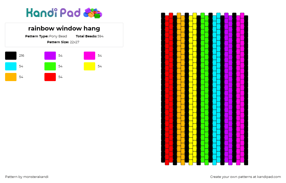 rainbow window hang - Pony Bead Pattern by monsterakandi on Kandi Pad - rainbow,pride,stripes,panel