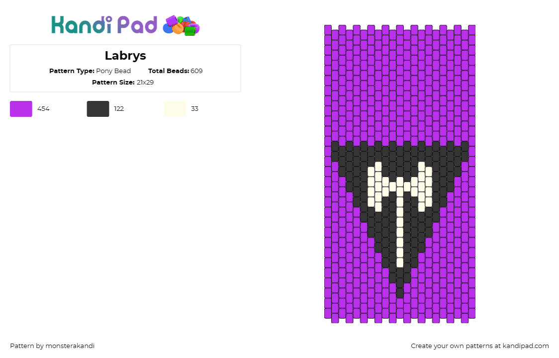 Labrys - Pony Bead Pattern by monsterakandi on Kandi Pad - axe,banner