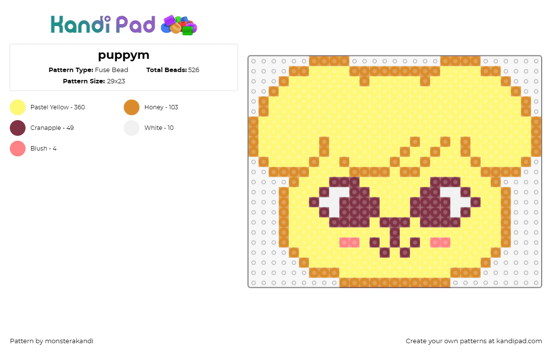 puppym - Fuse Bead Pattern by monsterakandi on Kandi Pad - puppym,skzoo,stray kids,music,band,cheerful,playful,warm yellow