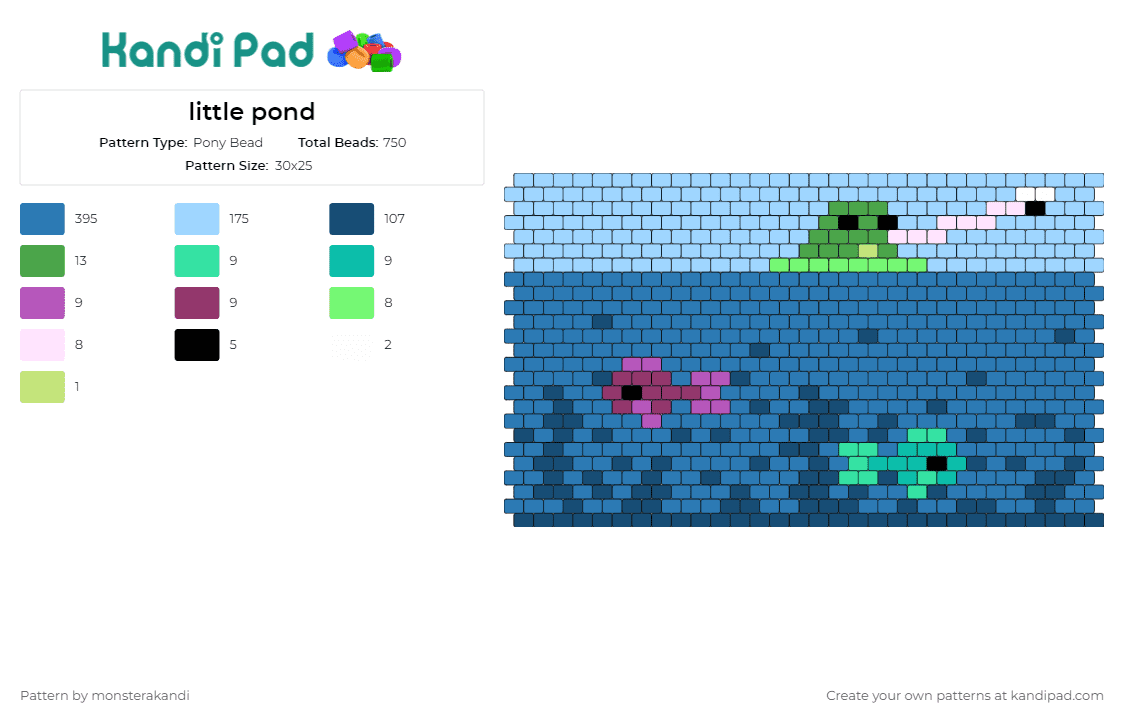 little pond - Pony Bead Pattern by monsterakandi on Kandi Pad - fish,frog,water,panel