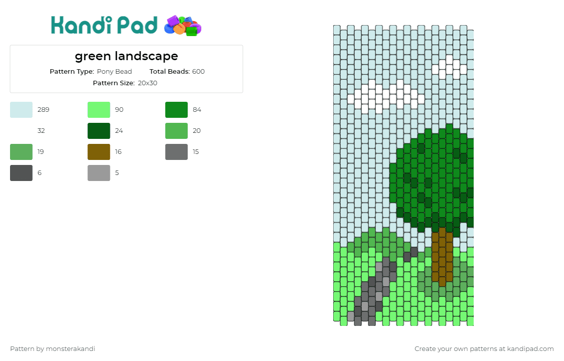 green landscape - Pony Bead Pattern by monsterakandi on Kandi Pad - tree,nature,landscape