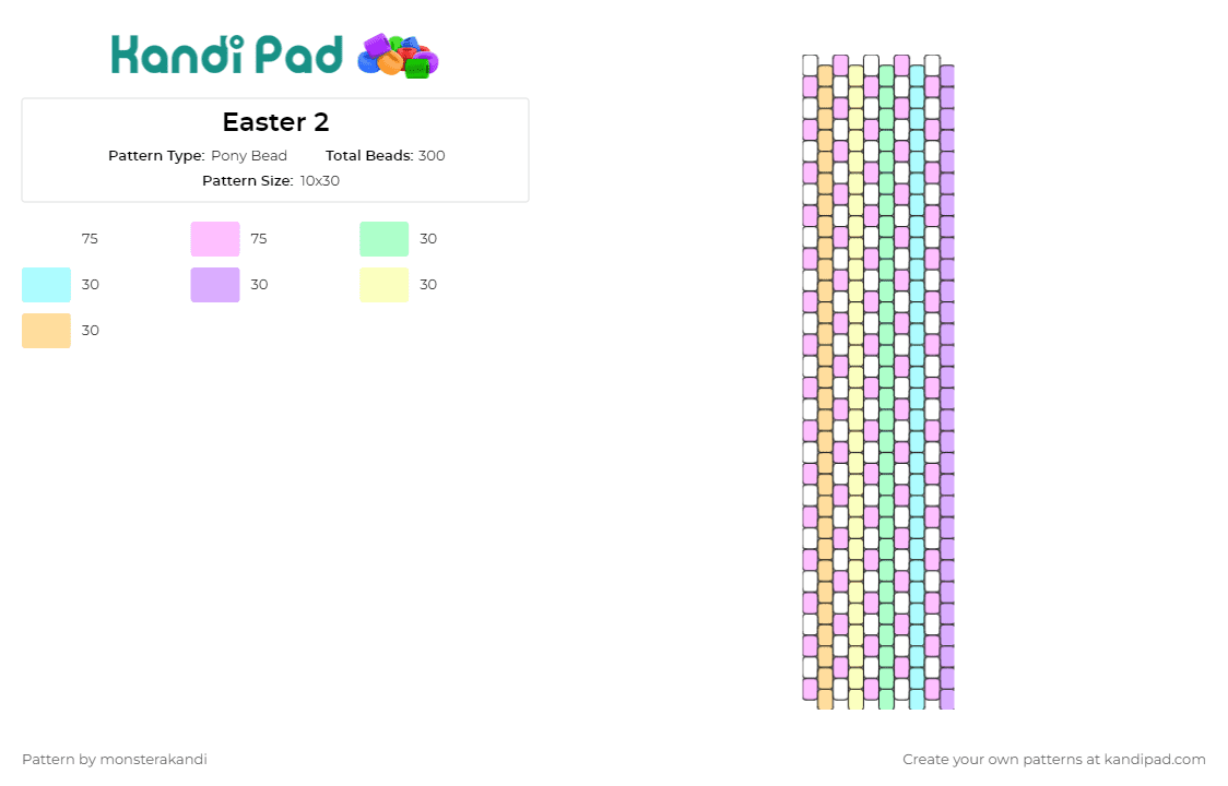 Easter 2 - Pony Bead Pattern by monsterakandi on Kandi Pad - easter,holiday,pastel,cuff