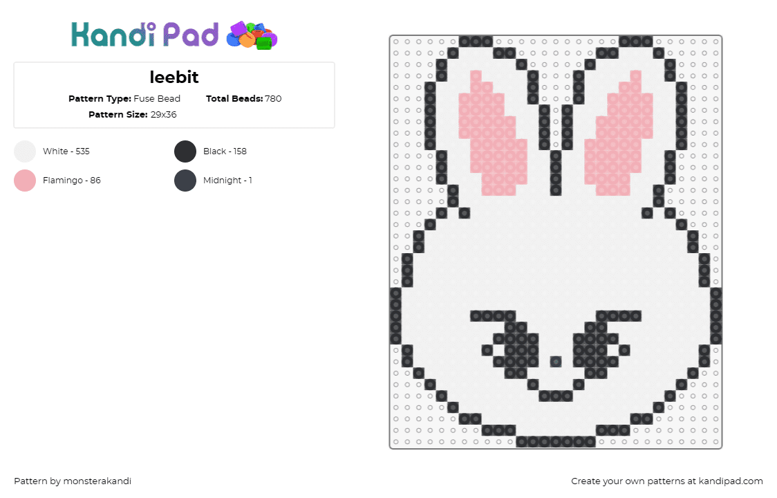 leebit - Fuse Bead Pattern by monsterakandi on Kandi Pad - leebit,skzoo,stray kids,bunny,rabbit,music,band,adorable,white