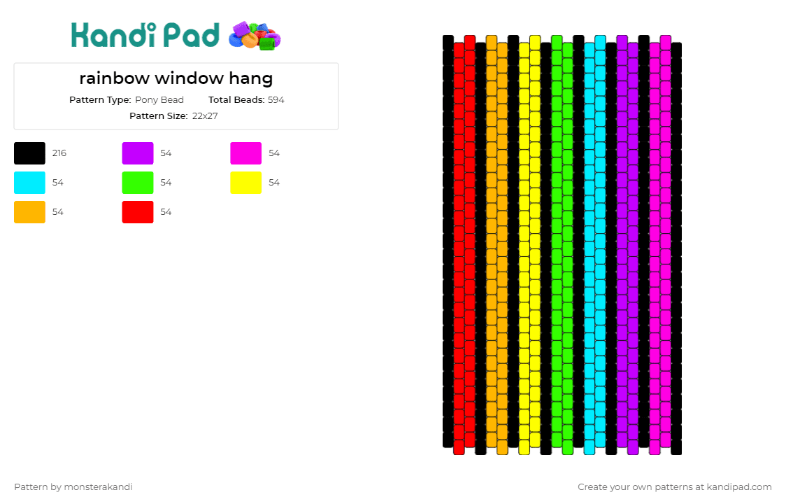 rainbow window hang - Pony Bead Pattern by monsterakandi on Kandi Pad - rainbow,pride,stripes,panel