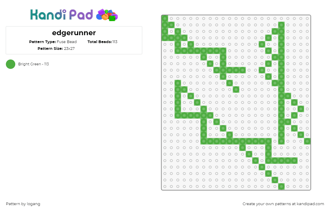 edgerunner - Fuse Bead Pattern by logang on Kandi Pad - edgerunner,cyberpunk,logo,green