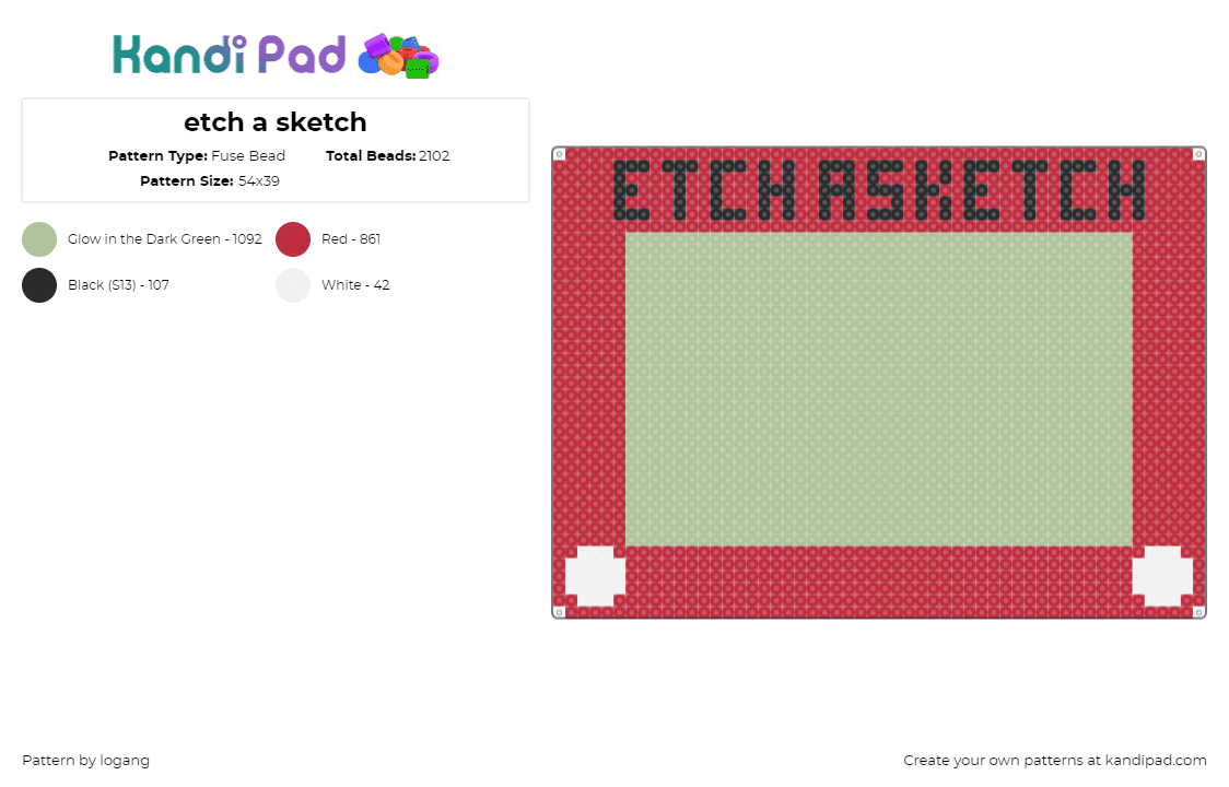 etch a sketch - Fuse Bead Pattern by logang on Kandi Pad - etchasketch,art,classic,nostalgia,red,beige