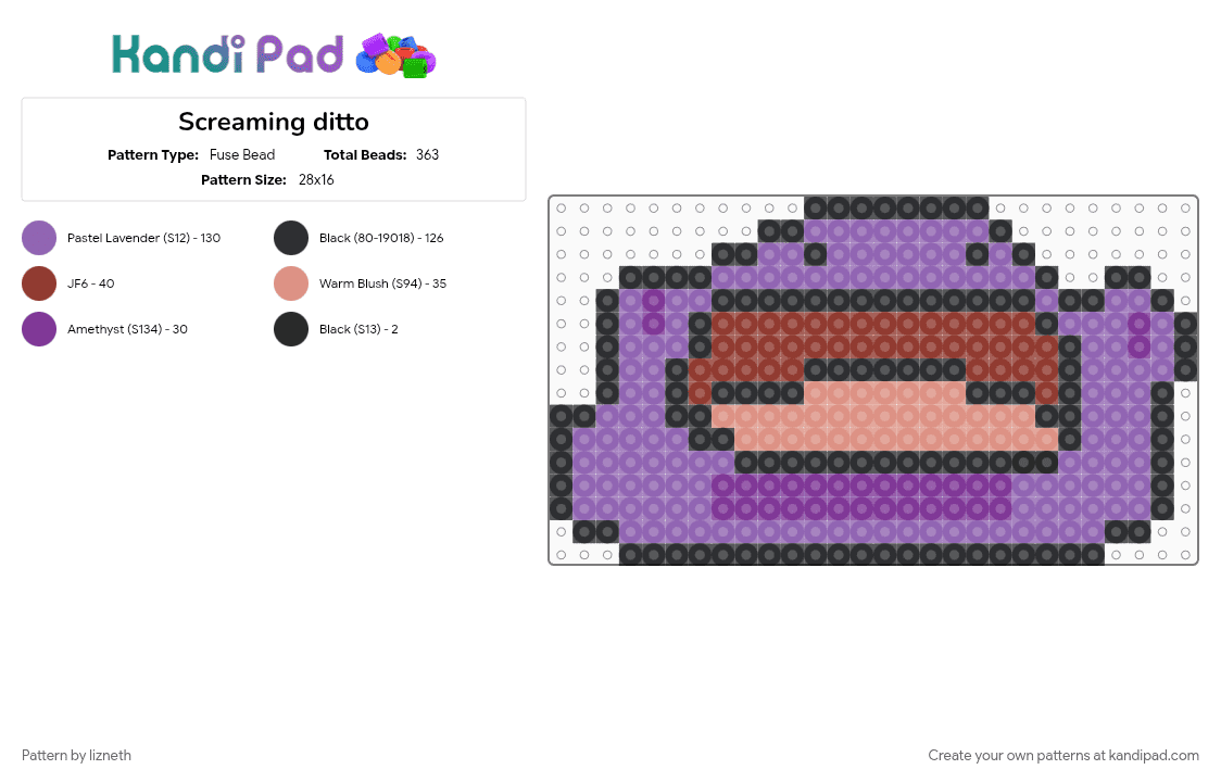Screaming ditto - Fuse Bead Pattern by lizneth on Kandi Pad - ditto, pink, pokemon
