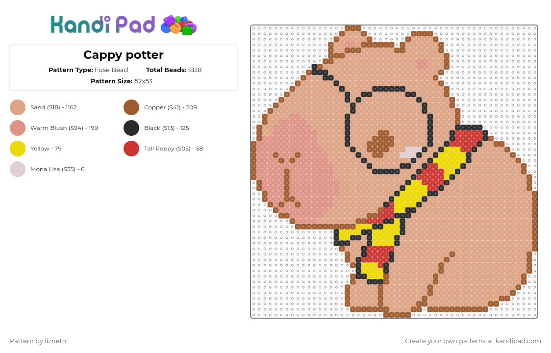Cappy potter - Fuse Bead Pattern by lizneth on Kandi Pad - capybara,harry potter,costume,movie,animal,beige