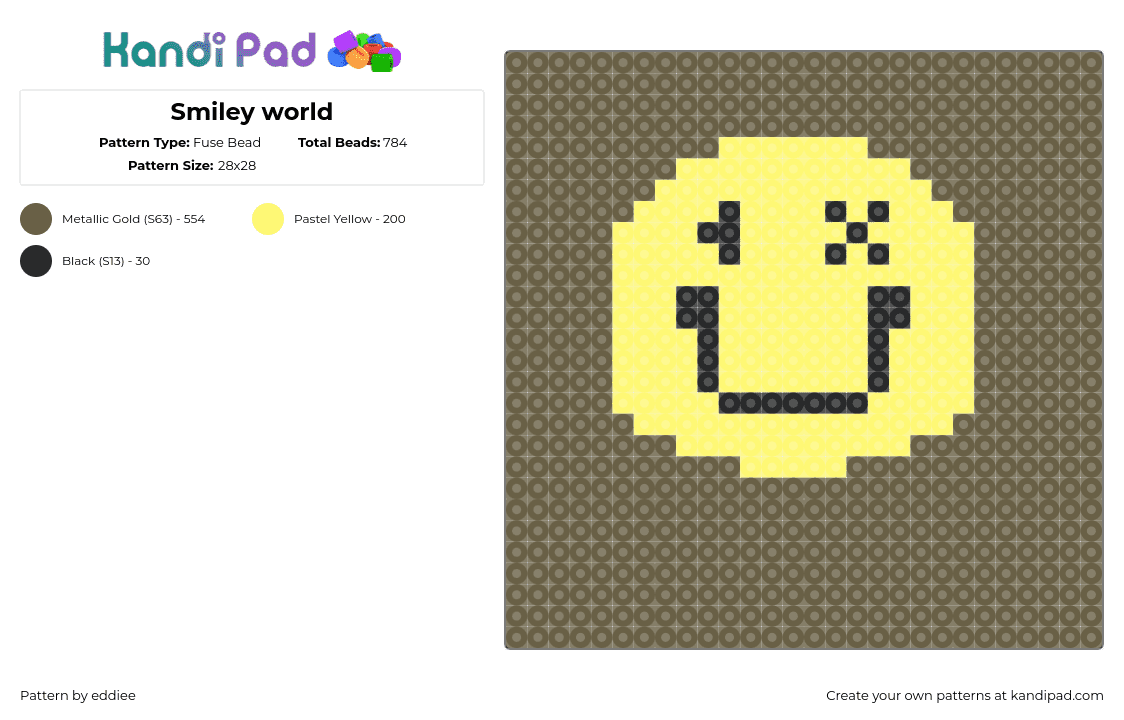 Smiley world - Fuse Bead Pattern by eddiee on Kandi Pad - smiley world,logo,face,clothing,brand,yellow