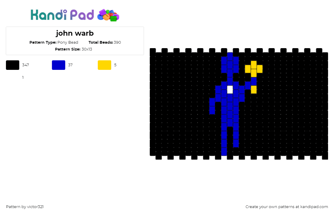 john warb - Pony Bead Pattern by victor321 on Kandi Pad - john ward,faith the unholy trinity,video game,character,horror,dark,panel,blue,black,yellow