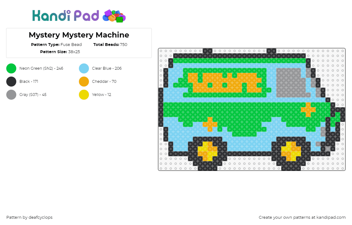 Mystery Machine - Fuse Bead Pattern by deafcyclops on Kandi Pad - 