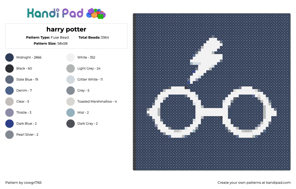 harry potter - Fuse Bead Pattern by cowgrl765 on Kandi Pad - purple